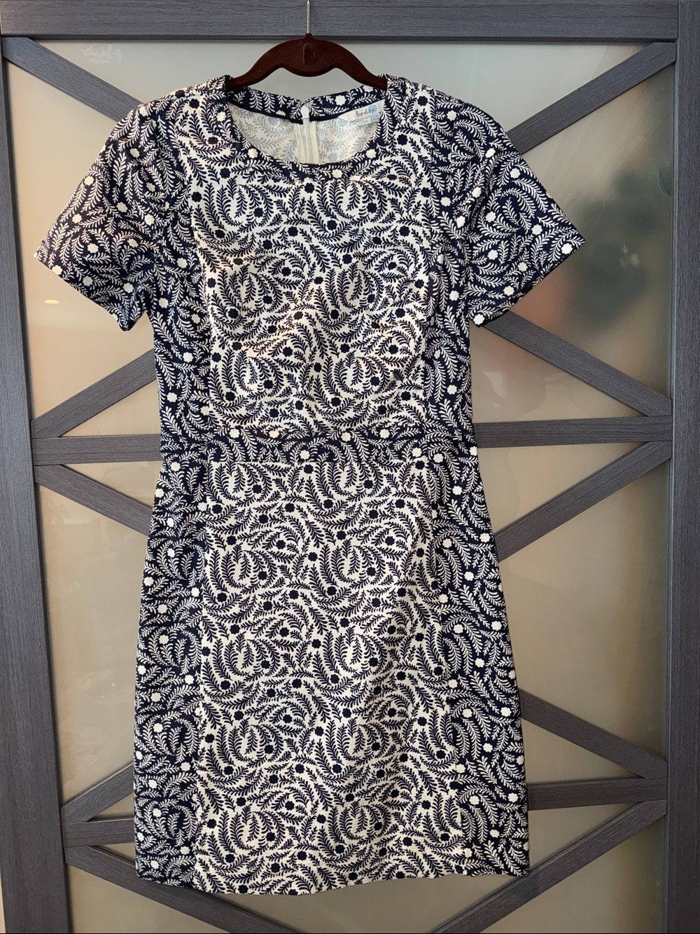 Boden Women's Navy and White Printed Short Sleeve Dress EUC SIZE 8